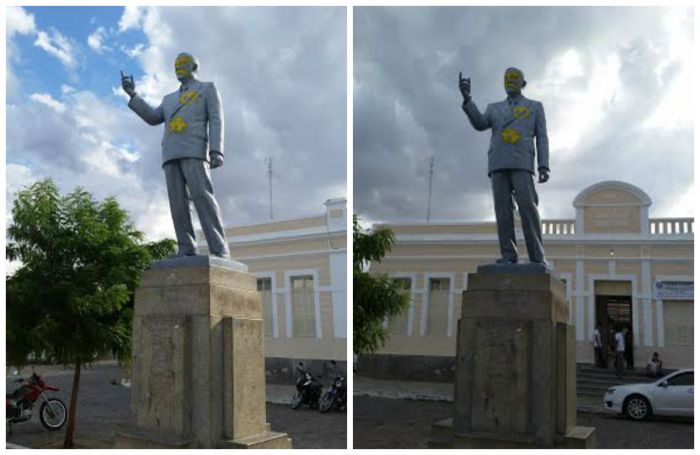 Caicó: Estátua de José Augusto foi novamente alvo de pichadores