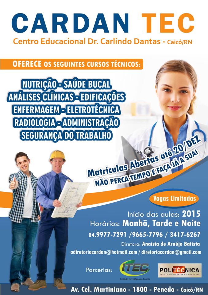 Maior rede de escolas técnicas do RN, Cardantec com matrículas abertas em Caicó