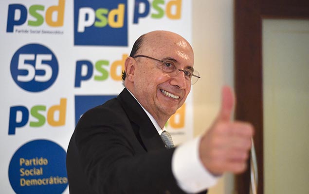 Henrique Meirelles reúne jornalistas na sede de seu partido, o PSD, em Brasília, para falar sobre uma possível pré-candidatura à Presidência