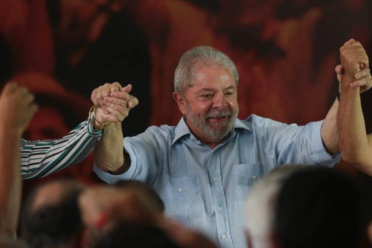 O ex--presidente Lula durante reunião da executiva do PT em São Paulo 